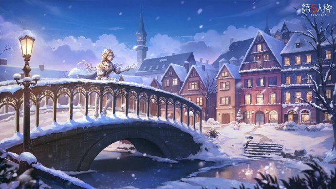 活动现场全景图，白雪覆盖下的舞台与玩家人潮交织，节日氛围浓厚