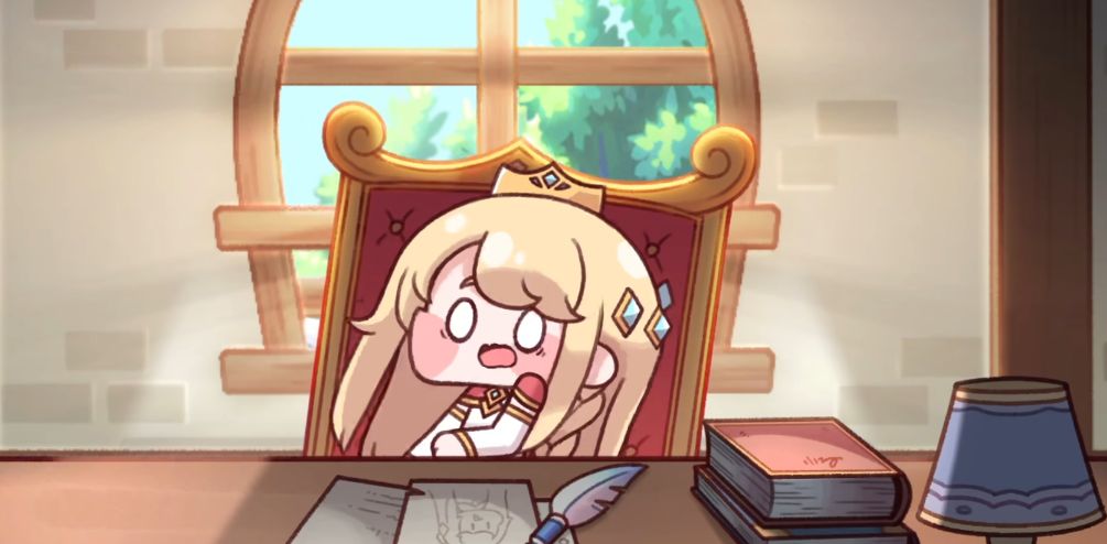 罗尼战斗姿态展示图，手持巨盾摆出防御姿势，身后是战火纷飞的竞技场背景