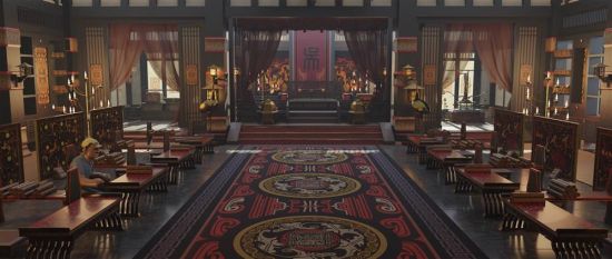 UE5渲染的游戏内城市场景，人群熙攘，旗帜飘扬，建筑细节精致逼真