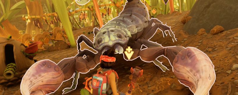 《禁闭求生2》游戏中一只巨大的机械蝎子倒在地上，其尾部断裂处掉落发光物品，周围散落着战斗痕迹和工具零件