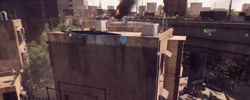 《战地6》开罗围城地图俯视全景，街道狭窄，建筑物密集，适合近距离交火