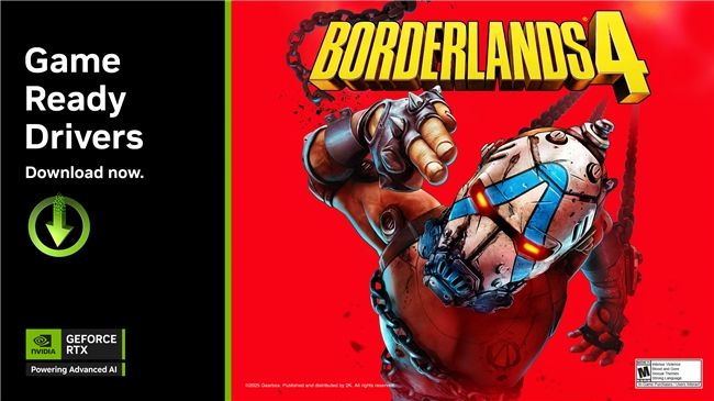 《无主之地® 4》游戏中角色在荒原上激烈战斗的场景，爆炸特效四起，画面充满动感与色彩冲击