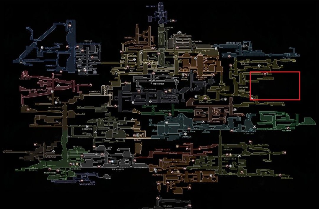 纺络湾地图轮廓显现于翠庭上方，边界模糊但结构清晰，疑似高空生态区域