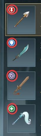 装备图标左上角类型标识特写，清晰展示四种属性类型的图标设计