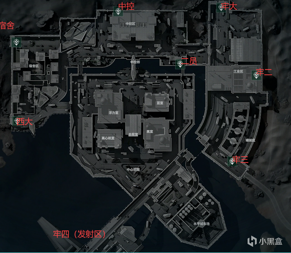 航天基地出生点分布示意图，八个标号点位清晰标注于地图各关键区域