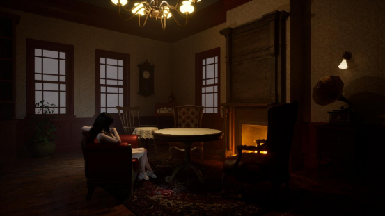 玩家手持手机在黑暗走廊中前行，屏幕微光映照惊恐表情，四周阴影涌动