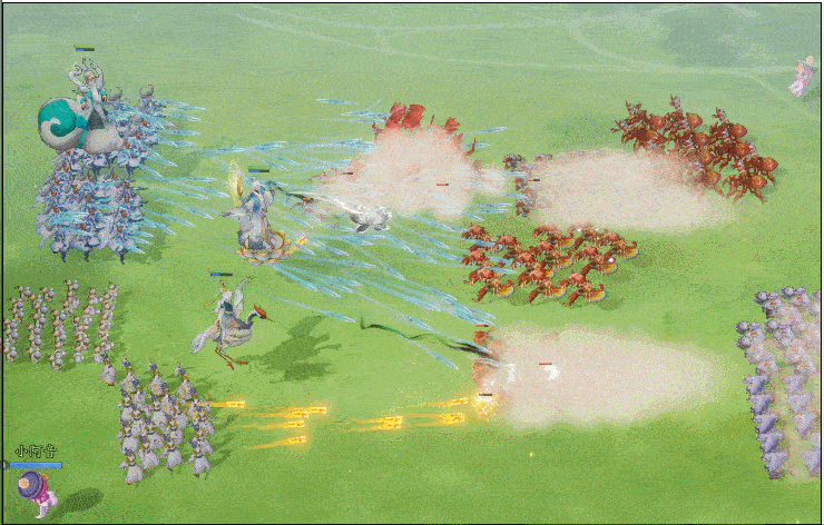 仙庭角色手持八卦盘，空中浮现黑白双卦旋转交替，周围单位随之改变战斗姿态