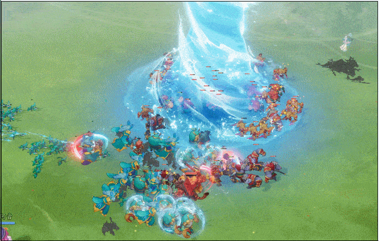 海底龙宫场景中，龙珠缓缓漂浮至部从头顶，珠光闪烁后释放出巨大水龙卷特效