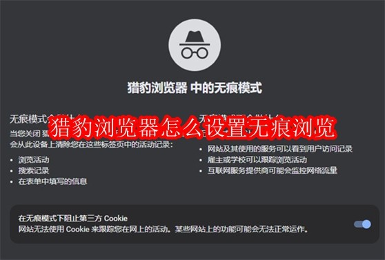 猎豹浏览器主界面展示，右下角可见三点菜单图标，提示用户点击进入设置