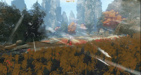 《天下》使用新引擎预研的暴风雪天气实机画面，雪花纷飞，角色行走在雪山之中