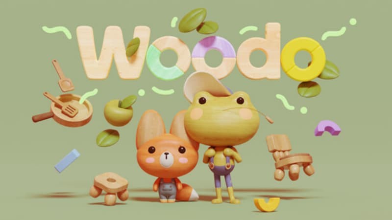 《木木屋》温馨画面，彩色积木房屋缓缓成型，背景音乐柔和