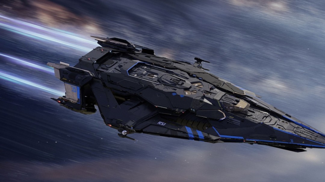 《42中队》宣传画面，身着未来军装的飞行员列队走向战机，背景是巨大的母舰内部结构