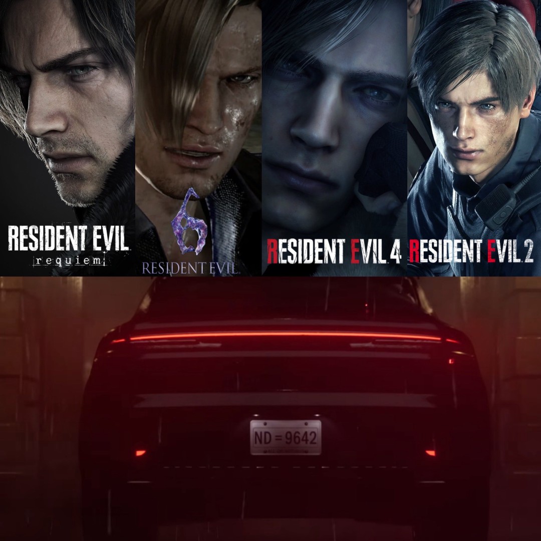 游戏内镜头聚焦于保时捷车尾特写，灯光下‘ND=9642’车牌清晰可见，背景为昏暗街道氛围