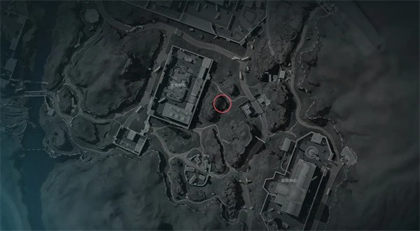 零号大坝地图局部截图，红圈标注密码门所在平台位置