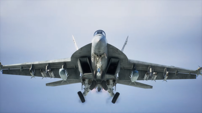 多架MiG-29编队飞越城市废墟，E-2预警机在后方高空巡航，构成完整空中作战体系