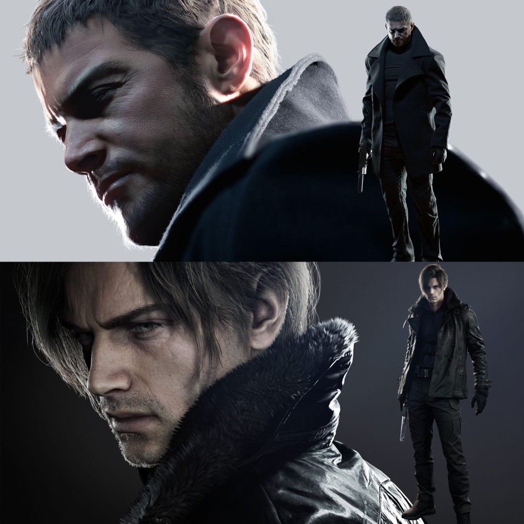 游戏UI界面展示双主角选择菜单，左侧格蕾丝图标带有心跳监测动画，右侧里昂图标显示弹药与近战提示