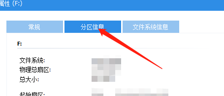 分区信息页面展示详细的硬盘分区参数列表，包含文件系统与空间占用情况