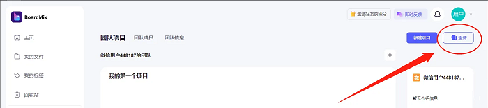 团队页面右上角突出显示‘邀请’按钮，界面布局合理
