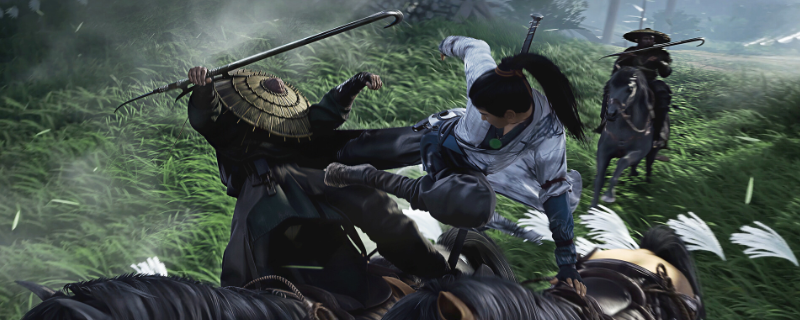 《燕云十六声》全新周年庆时装‘飞白成诗’展示图，角色身穿黑白水墨风格长袍，衣袂飘动间似有笔墨挥洒，整体造型极具诗意与江湖气韵