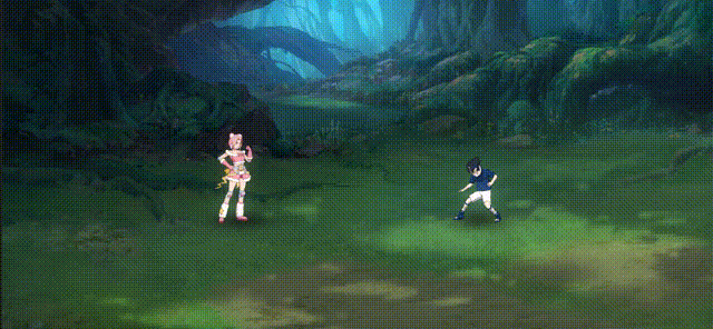 追打动画：樱滑步上前释放掌击，雪花四散飞溅