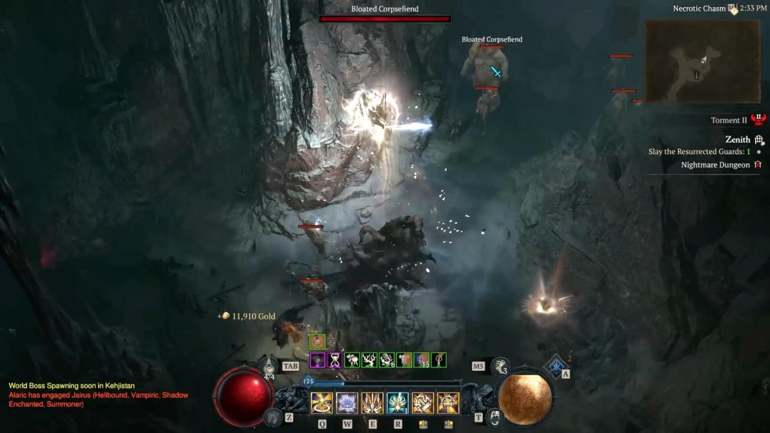 俯瞰视角下的斯寇伐斯诸岛，大地龟裂，紫色腐化能量蔓延