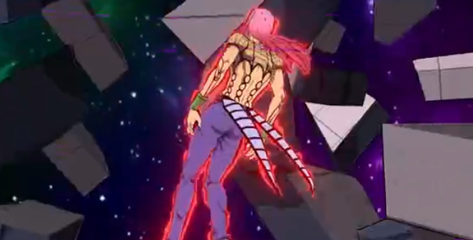 角色在积雪地面留下足迹，远处可见另一角色半隐于树影之中，营造出伏击氛围