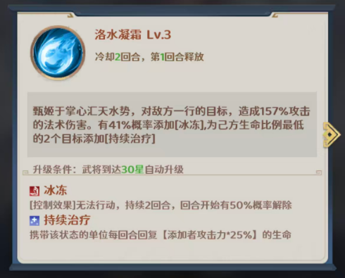 被动效果可视化图：战场中央浮现蓝色潮汐波纹，覆盖全场友军，角色头顶同步显示+1.2%攻与-1.2%伤的浮动图标