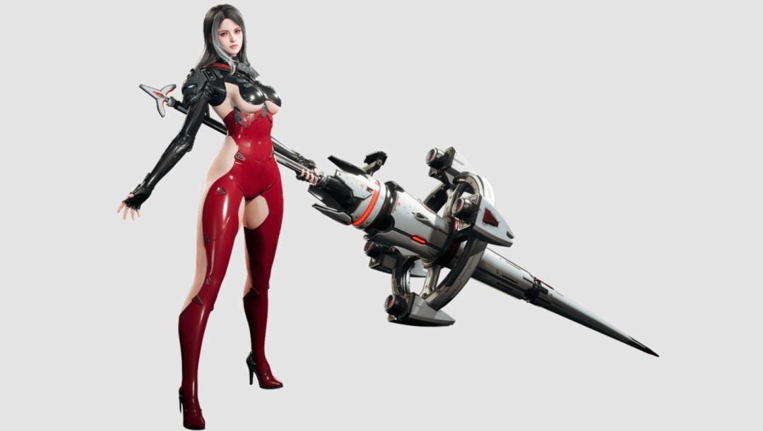 《第一后裔》新角色DIA立绘特写：银白短发、机械义眼泛着蓝光，身着轻量化战术装甲，右臂延伸出半透明激光发生器，背景浮现粒子化护盾涟漪