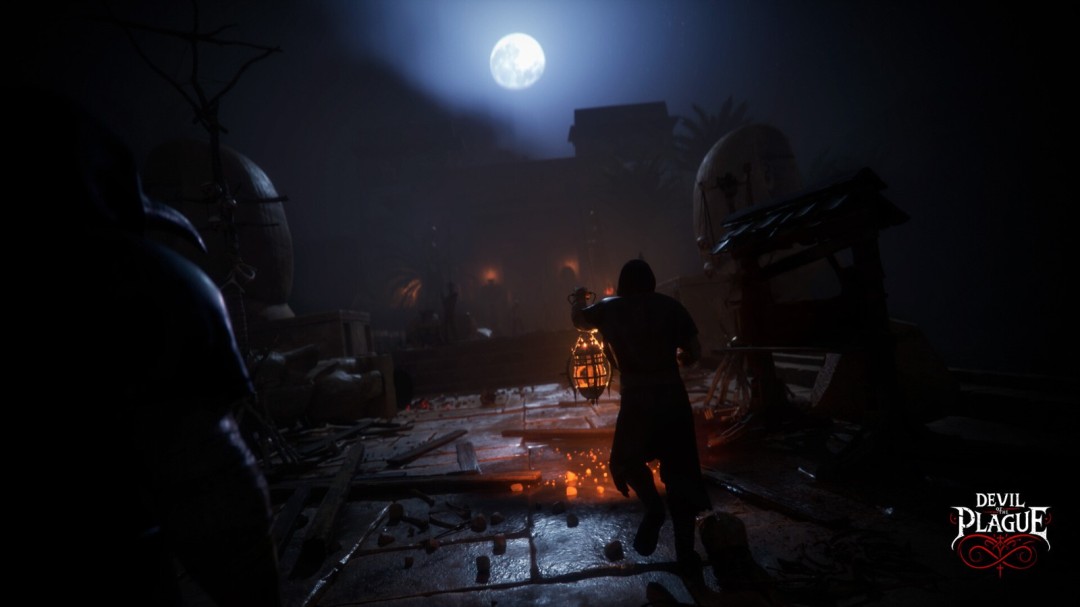 角色定制界面：可切换不同历史时期的瘟疫医生装备，包括17世纪伦敦款、奥斯曼帝国款及原创苏美尔祭司变体