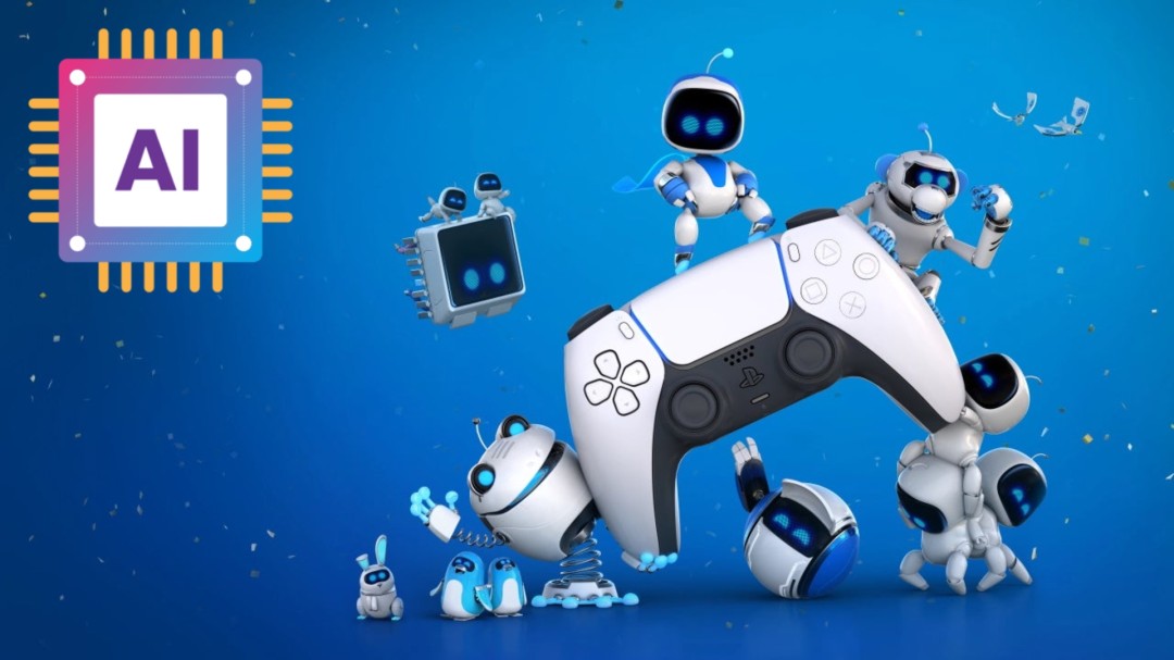 索尼官方发布会现场图：大屏展示AI辅助动画生成与场景布局优化流程，工程师正在操作可视化AI工具界面