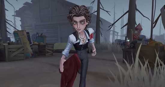 特质对比图：左侧斗牛士在监管者逼近时脚步微滞带红色减速粒子，右侧同场景下其翻越木箱动作明显更快，带蓝色加速拖尾特效