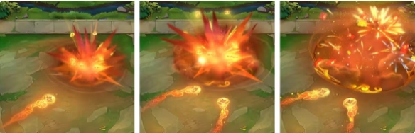 金币飞镖攻击特效演示动图截图，角色普攻时射出旋转金币，击中目标迸发金色碎屑