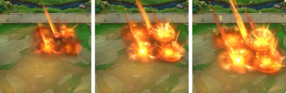 天降红包雨攻击特效演示动图截图，角色每次普通攻击触发漫天红包自天而降，落地炸开喜庆金光