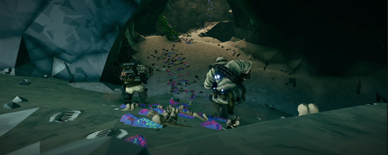 《深岩银河》空间站基地内景：金属质感十足的初始小房间，中央矗立着泛着蓝光的员工终端全息界面，背景可见矮人涂鸦与采矿装备海报