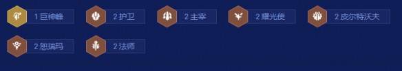 金铲铲之战S16羁绊效果可视化图表：六大羁绊图标环绕中心‘芬妮95’LOGO，箭头标注羁绊间协同关系，如‘耀光使→提升法师技能频率’‘主宰+恕瑞玛→龙女攻速与回血增强’