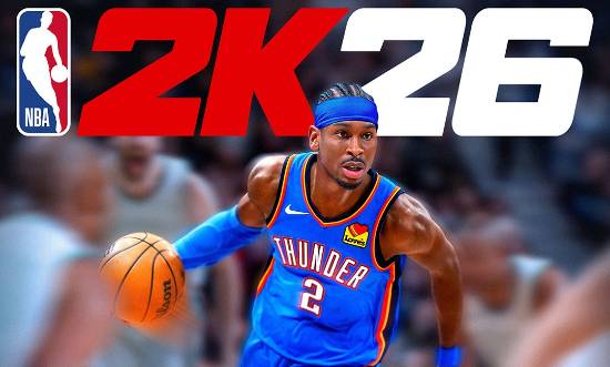 《NBA 2K26》比赛实机画面：球星运球突破瞬间，肌肉纹理与球衣褶皱纤毫毕现，防守者指尖几乎触碰到篮球表面