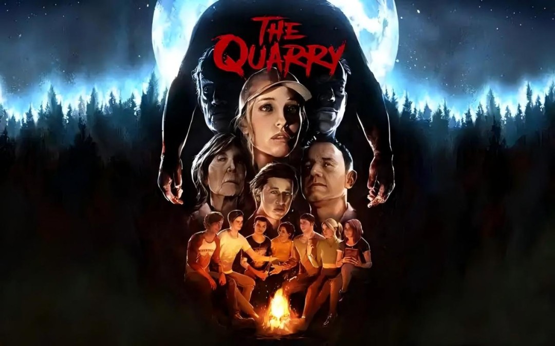 《采石场惊魂》分支选择界面：主角颤抖的手悬停在两个选项上方，左侧‘相信他’泛蓝光，右侧‘转身就跑’泛红光，背景音效心跳声渐强