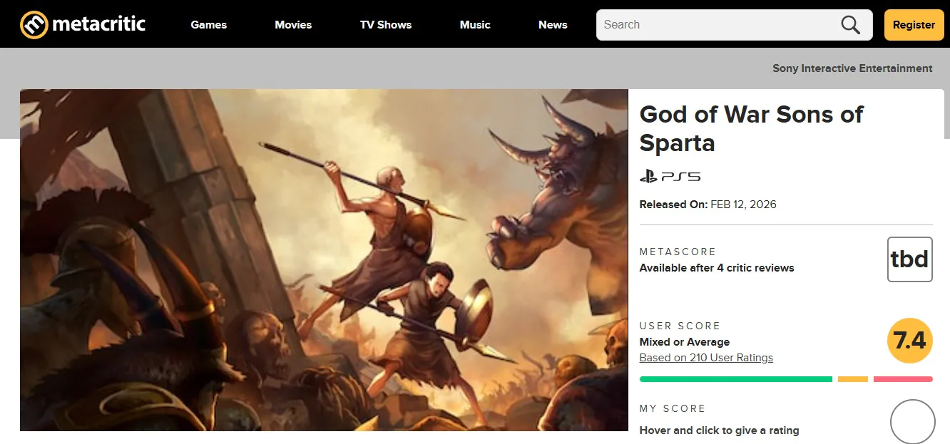 《战神：斯巴达之子》游戏主视觉图：昏暗古希腊风格废墟中，少年奎托斯背对镜头持矛伫立，披风翻飞，远处隐约可见斯巴达盾徽浮雕与断裂石柱