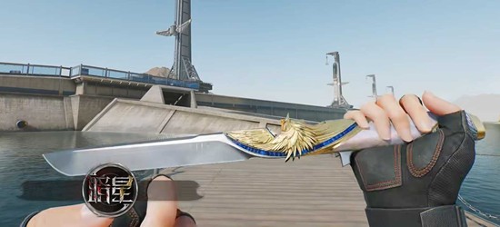 概念渲染图：暗星长刀特写——哑光黑刀鞘嵌银色星图浮雕，拔刀瞬间刀刃迸发粒子化深空蓝光效，刀格处蚀刻细微电路纹理