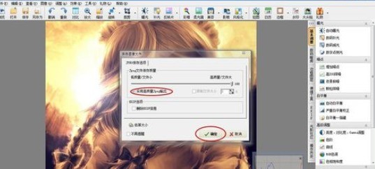 操作成功提示界面，中央显示绿色对勾图标与文字‘缩放并保存成功’，背景为浅灰渐变设计
