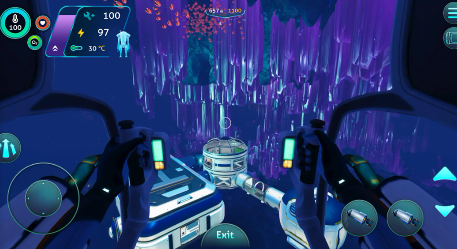 游戏内难度选择界面特写：左侧高难度图标显示结霜的骷髅头与红色警告三角，右侧低难度图标为融雪中的蓝色小屋，中间悬浮动态温度计显示数值差异