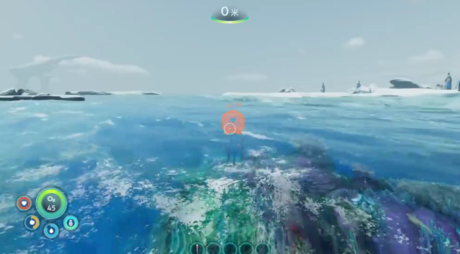 游戏地图界面动态演示：蓝色光点从冰原起点出发，沿蜿蜒红线穿越冰洞、熔岩湖，最终汇聚于地图最深处的金色菱形标记‘ARK CORE’，沿途标注着‘SONAR UPGRADE’‘THERMAL SUIT’等关键里程碑