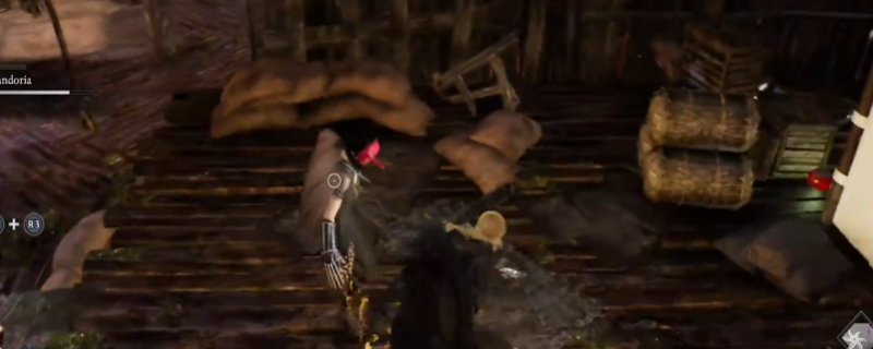 《仁王3》Boss战实机画面：血烟阿银腾空跃起发动二段突刺，角色正侧身翻滚闪避，刀光与残影交织，背景为枯山水庭院与飘散的樱瓣