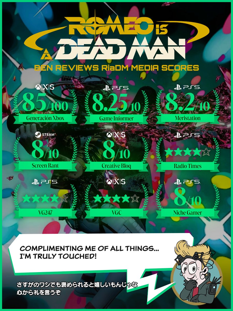 第三张好评图：媒体封面特写，标题为‘Romeo is a Dead Man: A Masterclass in Controlled Chaos’（《罗密欧是个绝命侠》：一场受控混沌的大师课）