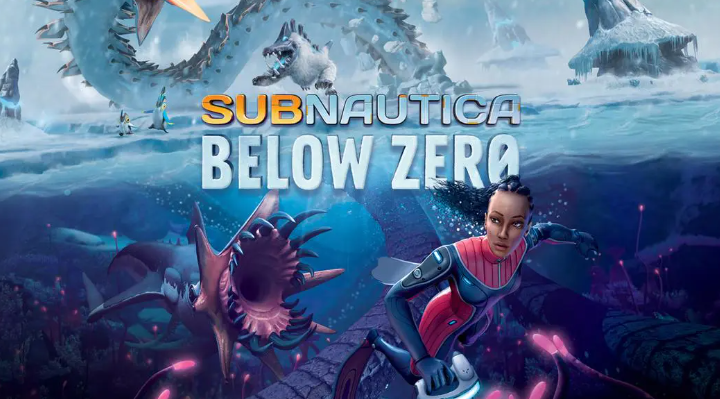 扭曲之桥水下俯视视角：巨大弧形金属结构横跨深渊，桥体底部岩层大面积裸露，多处亮起规则排列的菱形蓝白色反光点，即高浓度金刚石矿脉