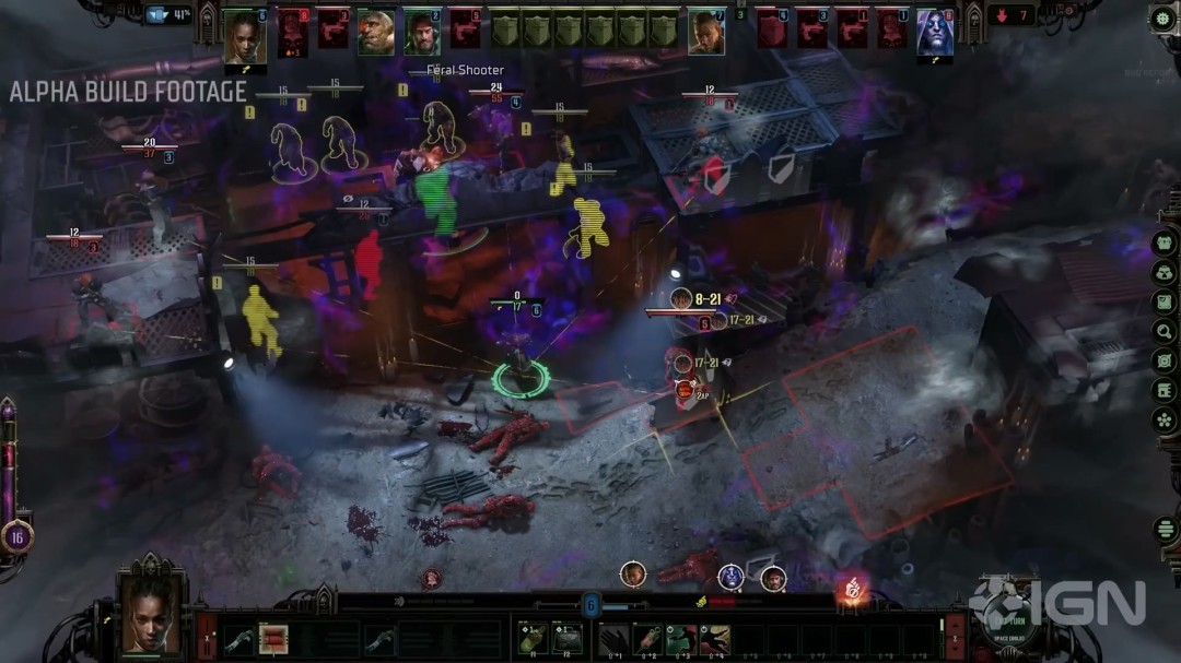 过场动画截图：主角单膝跪于帝皇圣像前，手中审判官印章滴落熔金，身后影子却分裂成三重形态——圣洁羽翼、混沌触须与机械义肢