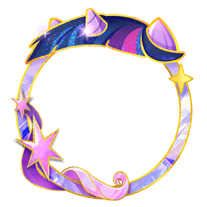 紫悦公主头像框特写：深紫色丝绒底纹上浮雕金色王冠与卷轴图案，中央镶嵌发光水晶，边缘环绕星光粒子动态效果