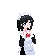 白角色立绘特写：粉色双马尾微扬，手持‘芙哇芙哇’围裙，眼神闪亮望向镜头，嘴角带着羞涩又期待的笑意