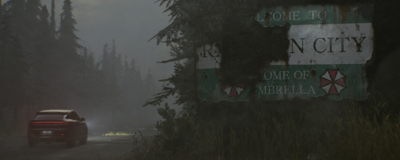 《生化危机9：安魂曲》游戏内疗养院场景实机画面，阴冷走廊灯光昏暗，格蕾丝手持手电筒谨慎前行，墙壁渗水、医疗设备残骸散落，氛围压抑而紧张