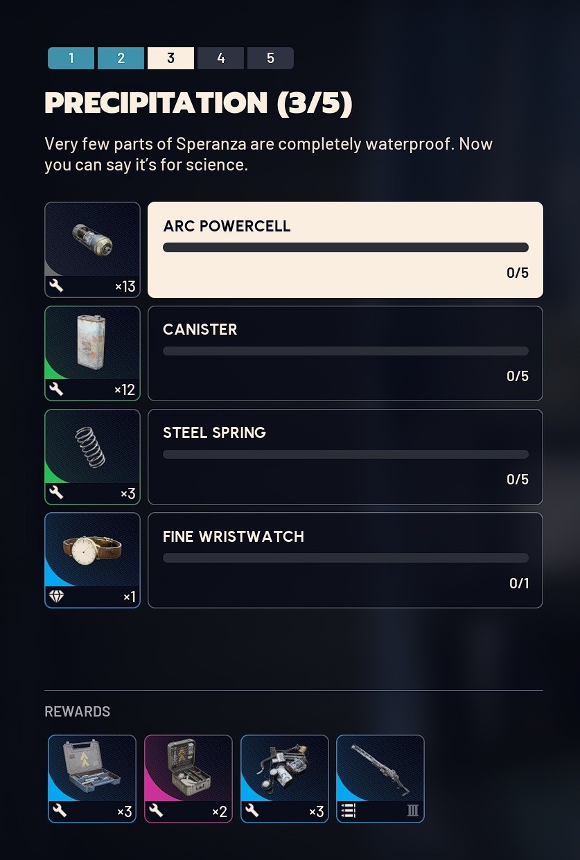 游戏内实机画面：角色正蹲伏于雨夜街道掩体后，HUD右下角弹出‘降水阶段进度：2/4’提示，背景可见霓虹闪烁的摩天楼群与低空悬浮的气象监测浮标